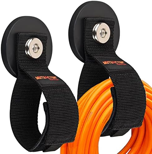 MUTUACTOR Magnetic Hooks,2packs Super Strong Magnets Hooks Heavy Duty for Hanging,Anti-Slip Rubber Coated Magnets Large Capability Cable for Garden Hoses Ropes Cordless Drills and RVs (Dia3.46'') by MUTUACTOR