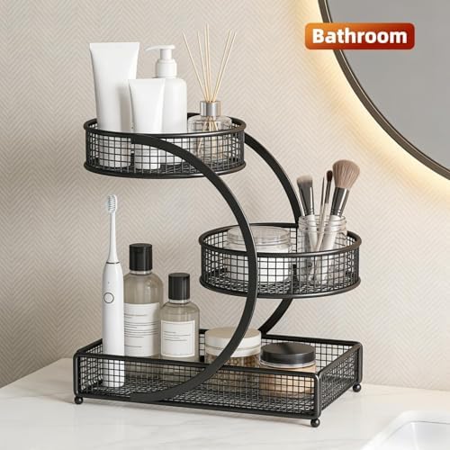 Makeup Organizer Countertop for Vanity, 3 Tier Bathroom Bedroom Counter Skincare Organizer Cosmetic Display Shelf Vanity Accessories for Women Multi-Purpose Metal Storage Rack for Home, Office - Image 7
