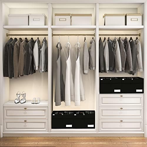 Luvhomee Shoe Storage Organizer, Fits 16 Pairs, Large Shoe Organizer Box for Closet, Clear Foldable Shoes Containers w/Bottom Support, Space Saving Shoe Cubby Storage Boxes w/Reinforced Handles, Black - Image 2