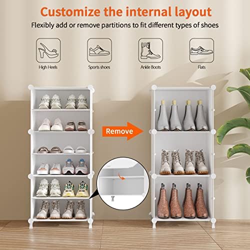 AWTATOS 8 Tiers Shoe Rack Organizer, 32 Pair Shoe Storage Cabinet, White - Image 5