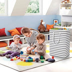 StorageRight Laundry Basket Hamper, 75L Clothes Storage, Striped Grey - Image 6