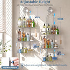 Skyapex Shower Caddy Hanging Bathroom Organizer: Over Head Adjustable Rack for Tall Showerhead - Extra Large Storage Shelf for Big Shampoo Bottles with Soap Holder - Image 3
