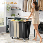 Gewudraw 3 Section Rolling Laundry Sorter Cart with Wheels, 360L - Image 2