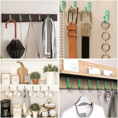 BREYDROK 20-Pack Coat Hooks for Hanging, Heavy Duty Green Metal Wall Hooks - Image 4