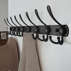 Dseap Coat Rack Wall Mount - 29.5” Long 8-Tri-Hooks Heavy Duty Coat Hanger Rail Wall Hooks for Hanging Coats Hats Clothing Clothes Purse Mudroom Entryway, Black - Image 2