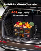 VEVOR Plastic Collapsible Storage Bins, 45L 3 Packs, Stackable Folding Storage Crates with Handles, Holds 33 lbs Per Bin, Foldable Heavy Duty Containers, Space-Saving Baskets, for Home Organizing - Image 2