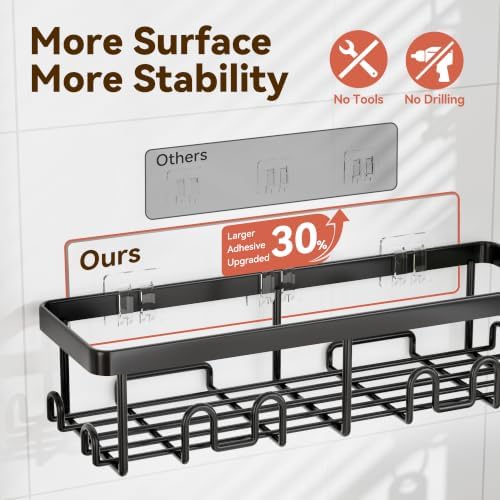 YASONIC Shower Caddy Adhesive, Rustproof Shower Organizer, Wall Shower Rack - Image 6