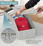 AOODA 2 PCS Stackable Hat Storage for Baseball Caps, Holds up to 24 Caps Hat Organizer for Closet, Sturdy Snapback Boxes for Men with Cardboard, Grey - Image 4