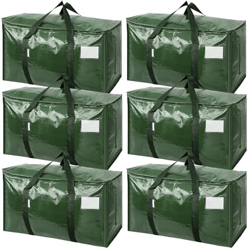 TICONN 6 Pack Extra Large Moving Bags Heavy Duty with Zippers & Carrying Handles, Durable Storage Bags Moving Boxes for Closet Organizers and Storage (6 Pack, Olive) by TICONN