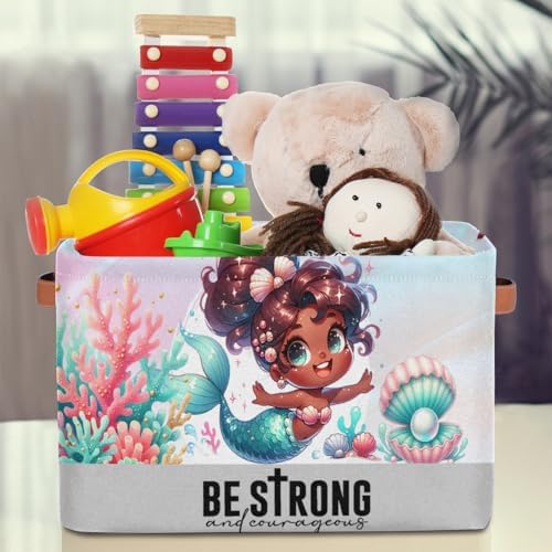 Mermaid Girl Storage Basket Toy Storage Bins Collapsible Cube Organizer - Image 3