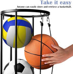 Columnar Vertical Ball Rack,40''x13.2''Rolling Basketball Holder Wall Mount - Image 3