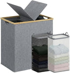 efluky Double Laundry Hamper with Lid and 2 Removable Bags, Blue Grey by efluky
