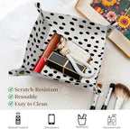PU Leather Jewelry Valet Tray, Portable Catchall Tray for Keys, Wallet, Watch, Travel Organizer for Nightstand Desk Entryway Home Decor Gift for Women Men Cute Polka Dot - Image 2