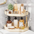 VITVITI 2 Tier Corner Bathroom Counter Organizer, Bathroom Countertop Organizer Storage for Sink, Plastic Makeup Organizer for Vanity Countertop Kitchen with Hooks, Cream White by VITVITI