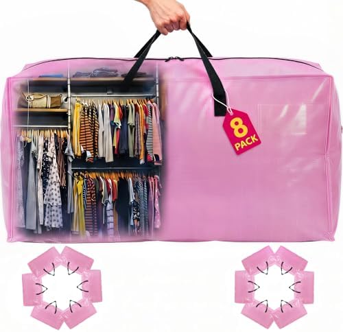 Moving Bags Heavy Duty,Extra Large Moving Bags for Travel/College Packing/Storage/Organization/Seasonal Clothes & Bedding Storage,Moving Supplies Bins,Compatible with Ikea Frakta Cart (Pink,8Pcs) by Unknown