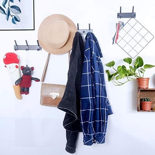 WEBI Coat Rack Wall Mounted,2 Coat Hooks for Hanging Coats,Heavy Duty Metal Hook Rack Hook Rail Coat Hanger Wall Mount for Clothes Entryway Jacket,Black,2 Packs - Image 6