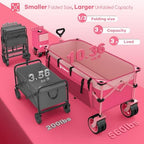 Originsure 300L Collapsible Beach Wagon Cart with Big Wheels, 560lbs, Pink - Image 3