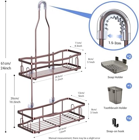 Hanging Shower Caddy Over Shower Head - No Drill Rustproof Shower Rack - Image 6
