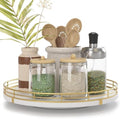Oroyutor 10-Inch White Wooden Lazy Susan Spice Organizer with Gold Rail by Oroyutor