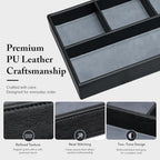 GORESE Leather Valet Tray for Men, Nightstand Organizer Desk Tray, Black - Image 4