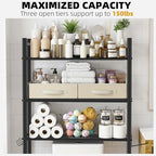GloTika 3-Tier Over Toilet Storage, Anti-Tilt, 64" H, Black, 2 Baskets - Image 5