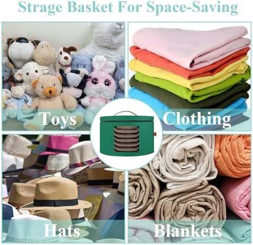 Samplife Hat Box,Hat Storage Box,Stackable Round Brim Hats Organizer Bag Container for Closet,Travel Hat Boxes for Women, Cowboy Hat Organizer, FoldableTravel Cap Boxes (08-Green, 16.5" D x 10.5" H) - Image 7