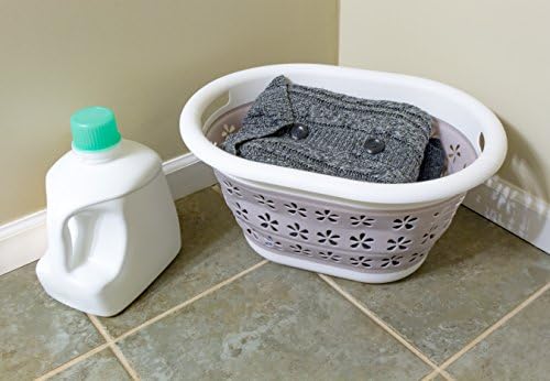 Camco Collapsible Laundry Basket | Features Simple Pop-Open & Collapse-Down Design | Waterproof for Easy Clean-Up | Measures 14.5” x 19.75” x 2.5”/10” Collapsed/Expanded, Taupe & White (51951) - Image 3