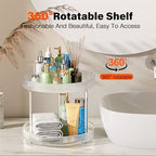 Acina 2-Tier Bathroom Countertop Organizer: 360° Clear Lazy Susan Rotating Storage Tray - Spinning Perfume Cosmetics Vanity Shelf for Bathroom Cabinet, Kitchen (Large) - Image 2