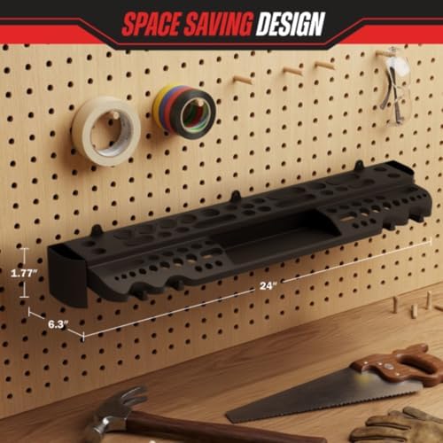 Stalwart Wall Mount Hand Tool Organizer with 61 Holes and 4 Hooks - Image 6