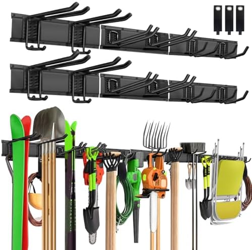 Garage Wall Organizer, 96 in Garden Tool Organizer with 12 Adjustable Hooks by PIYILO