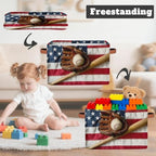 Baseball Storage Basket Toy Storage Bins Collapsible Cube Organizer - Image 3