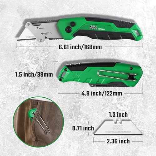SK Utility Knife with SK2M TAC Blade & Aluminum Handle, Folding Box Cutter - Image 3