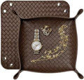 UnionBasic Small Valet Tray, Jewelry Tray for Rings Watches Earrings, Entryway Catchall Caddy for Coins Keys Change, Nightstand Bedside Valet Holder, Trays for Electronic Gadgets, Woven Coffee by UnionBasic