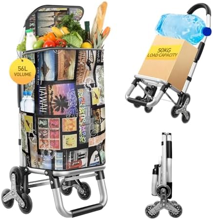 Heavy Duty 3 in 1 Shopping Cart, Foldable Hand Truck with 6 Wheels by ISWEES