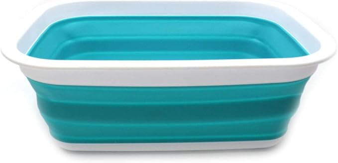 SAMMART 9.2L (2.37Gallon) Collapsible Tub - Portable Outdoor Picnic Basket/Crater - Foldable Shopping Bag - Space Saving Storage Container (M, Bright Blue) - Image 6