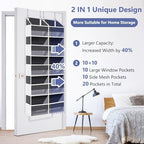 UVIAHOMI Heavy Duty Over The Door Organizer 5 Tiers, Extra Large Behind Door Storage of 10 Front & 10 Mesh Pockets, 80lb Weight Capacity, Hanging Doors Storage for Closet Bedroom Nursery, Dark Gray - Image 3