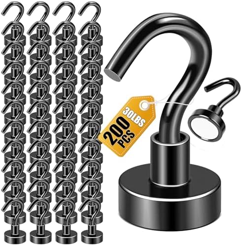 DIYMAG Magnetic Hooks 200pcs 30lbs Cruise Essentials 2026 Magnet Hook Black by DIYMAG