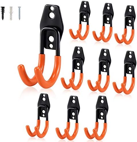 AOBEN Garage Hooks Heavy Duty, Steel Garage Storage Hooks, Utility Tool Hangers and Combinable Wall Mount for Organizing Ladders, Bikes, Hoses, and More Equipment (Small J, 10 Pack) by AOBEN