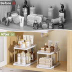 Delamu 2-Tier Bathroom Under Sink Organizers and Storage, Pull Out Cabinet Drawers with Anti-Slip Design, Multi-Purpose Storage for Kitchen, Pantry, Bathroom & Home Organization, White, 2 Pack - Image 6
