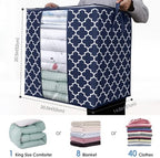 Storage Bags 2 Pack 100L Clothes Organization and Storage Containers | Large Blanket for Comforters,Bedding, Foldable Organizer with Reinforced Handle, Clear Window, Sturdy Zippers, Blue - Image 2
