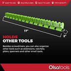 Olsa Tools Premium Wall-Mount Screwdriver Organizer - Black Nylon with Neon Green Clips - Holds 14 Screwdrivers - Part: 1031 - Image 4