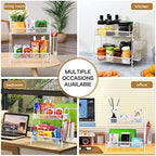 Bathroom Countertop Organizer with Basket, 2-Tier Bathroom Tray for Countertop Storage Shelf, Vanity Organizer and Storage Kitchen Counter Organizers Spice Rack(White) - Image 5