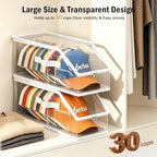 2 Pack Foldable Clear Baseball Cap Storage, Stackable Hat Organizer - Image 3