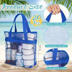 20 Pcs Mesh Beach Bags Bulk Portable Mesh Shower Caddy Bags with Zipper & 2 Pockets Hanging Toiletry and Bath Organizer for Beach Gym Camp Swimming Travel College Dorms (Classic Color) - Image 2