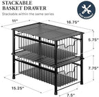 Simple Houseware Stackable Basket Drawer, Black - Image 2