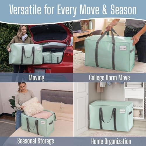VENO 10 Pack Heavy Duty Moving Bags, Extra Large Storage Bags with Reinforced Handles & Strong Zippers, Foldable & Reusable Moving Box Alternative for Clothes & Dorm Storage - Image 6