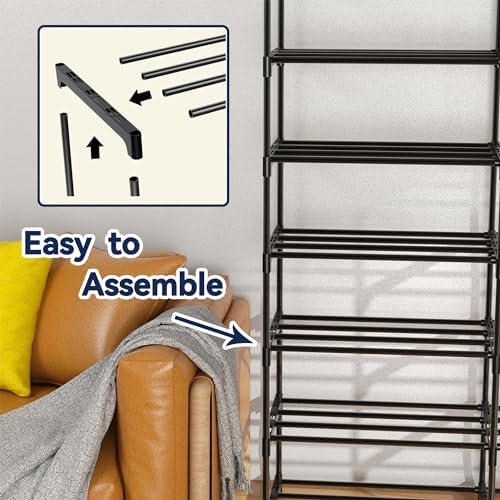 Large Shoe Rack Organizer, 2-Row 8-Tier Tall Shoe Storage Shelf for Closet, Entryway, Garage, Metal Free Standing Shoe Holder for 28-32 Pairs Shoes, Sturdy Stackable Shoe Stand for Bedroom - Image 6
