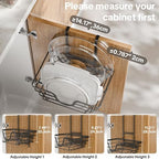 TIDIIABODE Pot Lid Organizer, Adjustable Kitchen Pot Lid Holder Inside Cabinet, Kitchen Cabinet Organizer Hanging for Food Storage Container, Pot, Pan Lid & Bakeware, Black - Image 2