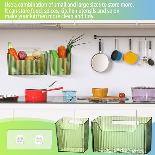 SiliFine 8 Pcs Cabinet Door Organizer Bin Wall Mount Organizer,3.94'',Green - Image 3