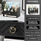 dreampossible Black Wood Desk Organizer and Accessories with Drawer, Bill Mail Organizer and File Mail Holder for Office Supplies, Desk Accessories & Workspace Organizers for Desk Organization - Image 6